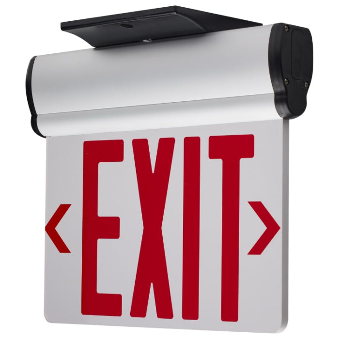 Nuvo 67-113 Red (Clear) Edge Lit LED Exit Sign, 90min Ni-Cad backup, Voltage 120/277V, Single Face, Top/Back/End Mount