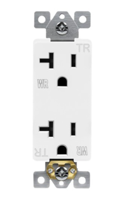 Enerlites 62060-TWR-GY Commercial Grade 20A Decorator Style Tamper & Weather Resistant Duplex Receptacle, 5-20R, Gray Finish