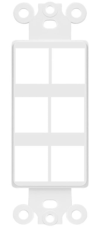 Enerlites 6266-W 6-Port Keystone RJ45 Adapter, Multimedia Insert for Decorator Wall Plate, White Finish