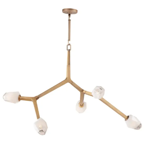 ET2 Contemporary Lighting E32795-93NAB Blossom 5-Light LED Pendant, Color Temperature 3000K, 2,000 Lumens, Voltage 120V, Natural Aged Brass Finish