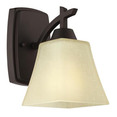 Westinghouse Lighting Midori 1 light oil rubbed bronze wall light with amber linen glass