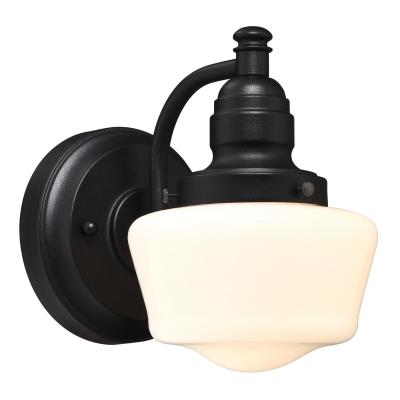 Westinghouse Lighting 6314300 Eddystone textured black outdoor wall light with white opal glass