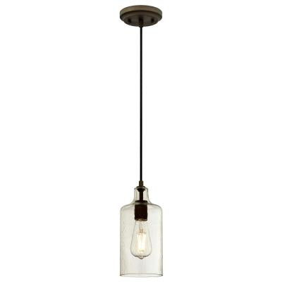 Westinghouse Lighting Carmen 1 light oil rubbed bronze mini pendant with clear textured glass
