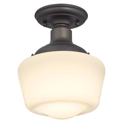 Westinghouse Lighting 6342200 Scholar 1 Light Oil Rubbed Bronze Semi-Flush Ceiling Light with White Opal Glass