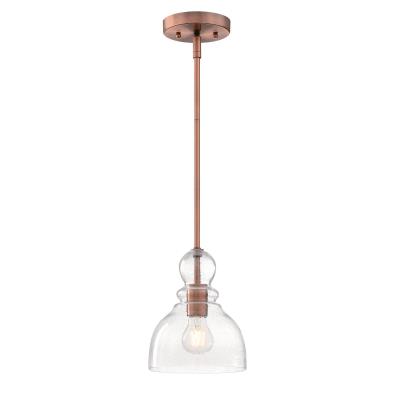 Westinghouse Lighting 6356400 Fiona 1 light washed copper mini pendant with clear seeded glass