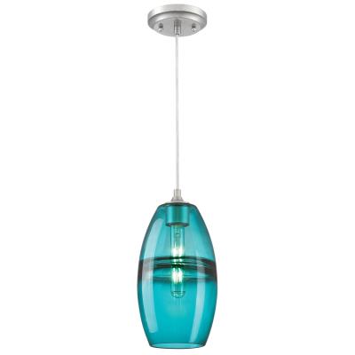 Westinghouse Lighting 6366300 Soren brushed nickel mini pendant with turquoise glass