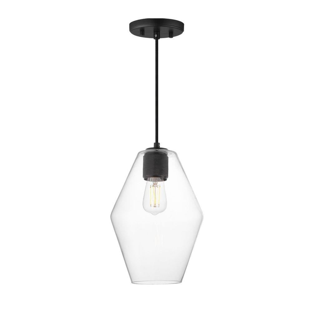 Maxim Lighting 21335CLBK Geode 1 Light 13 inch Black Pendant Ceiling Light