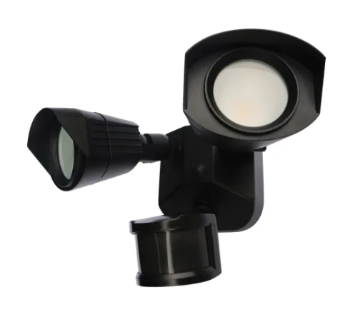 Nuvo 65-215 2 Light 4" Wide LED Commercial Flood Light with 3 lb Product Weight - 3000K Black Finish with Motion Sensor