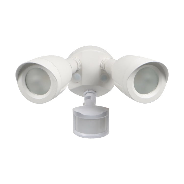 Nuvo 65-717 Dual Head LED Security Light - Motion Sensor Included - Color Temperature 4000K - Voltage 120V - White Finish