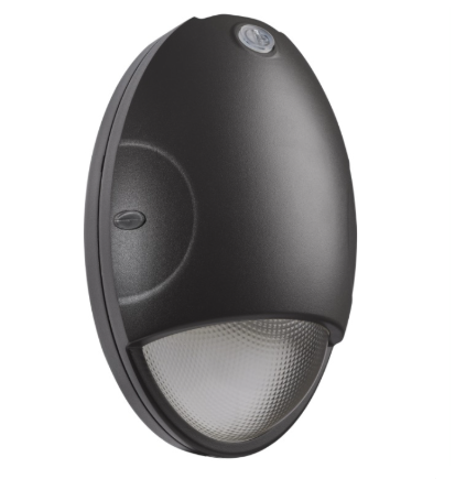 Nuvo 65-881 Oval Small Emergency LED Wall Pack - CCT Selectable - Photocell - Black - 120-277V