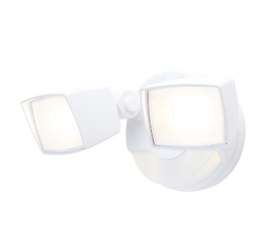 Nuvo 65-997 LED Security Light, with Nightlight, PIR Sensor, Dual Head, Field Selectable, 3000K/4000K/5000K, 2190L-3352L White Finish