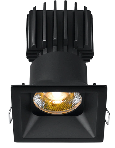 Lotus LED Lights L3F-SRT-BK-RF50-5C98 Tangra 3" Fixed Square Recessed Thin Black Trim, Reflector Frosted Glass, Beam Angle 50°, Multi-Color Temperature, CRI98