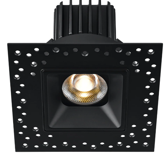 Lotus LED Lights L3F-SRI-BK-RS20-4C90 Tangra 3" Fixed Square Recessed Invisible Black Trim, Reflector Semi Frosted Glass, Beam Angle 20°, Color Temperature 4CCT+DTW 35K to 27K, CRI90