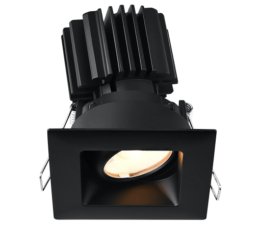 Lotus LED Lights L3G-SRW-BK Tangra 3" Gimbal Square Recessed Wide Trim, Black Trim