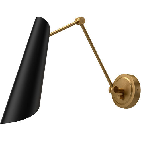 Alora Mood WV572325MBAG Gabriel 1 Light 4.38 inch Bath Vanity Wall Light Aged Gold and Matte Black Finish