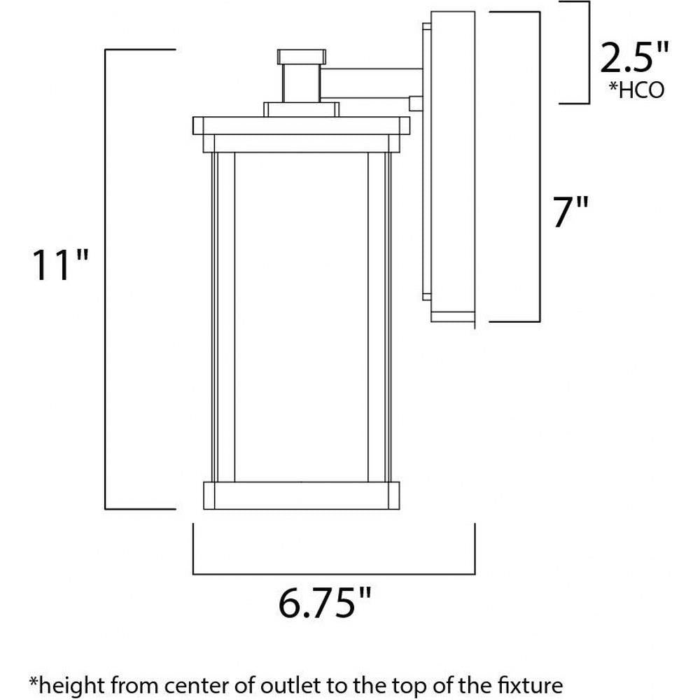 Maxim Lighting 65752FSBZ Terrace Outdoor Wall Lantern Dimensions Diagram
