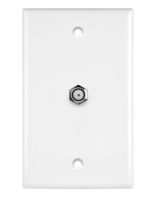 Enerlites 6601-W CATV Jacks 1 Gang Single F-Type Connector, White Finish