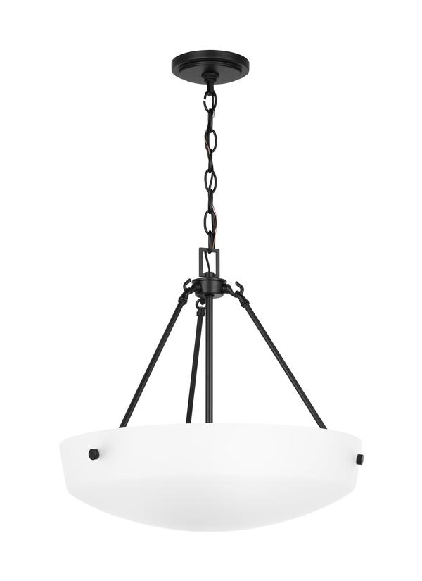 Generation Lighting Kerrville 3 light pendant ceiling light in Midnight Black