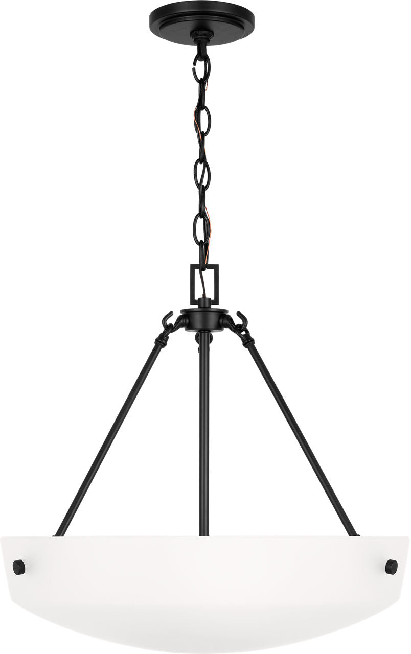 Generation Lighting Kerrville 3 light pendant ceiling light in midnight black