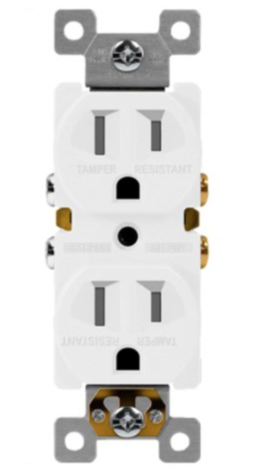 Enerlites 61580-TR-W 15 Ampere Residential Grade Tamper-Resistant Duplex Receptacle, White