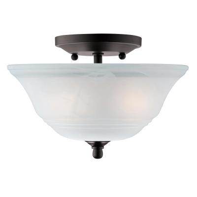 Westinghouse Lighting 6622300 Wensley 2 light semi-flush ceiling light in oil rubbed bronze with white alabaster glass