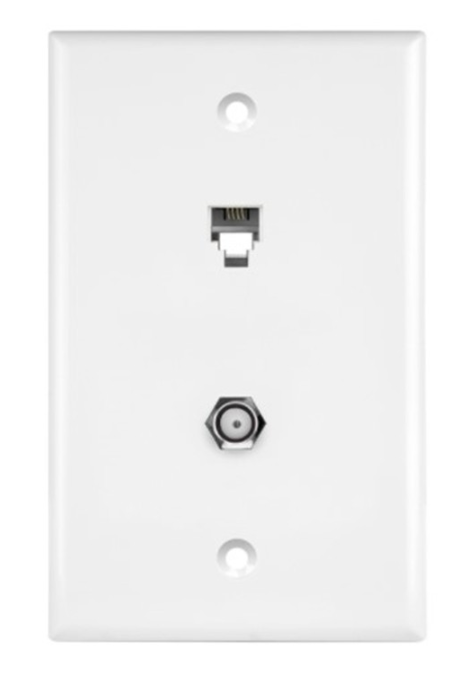 Enerlites 6631-W RJ11 Telephone Jack Wall Plate, 6-Position, 6-Conductor 6 P6C 1-Gang, White Finish