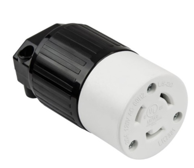 Enerlites 66402-BK 20A Industrail Grade Locking Cord Connector, L5-20C, Black Finish