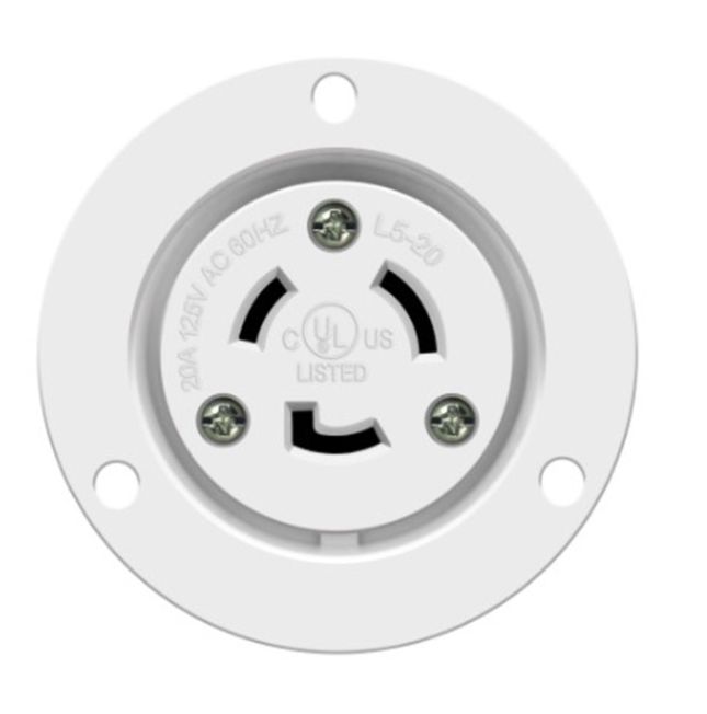 Enerlites 66404-W 20A Locking Flanged Outlet, L5-20RFO, White Finish