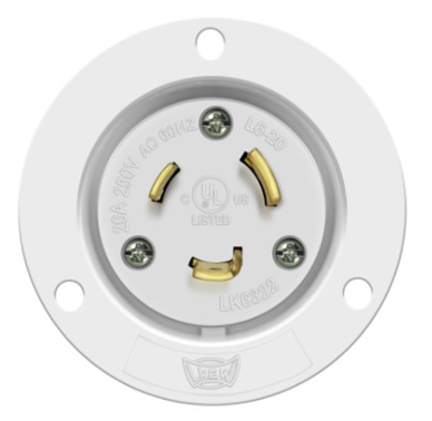 Enerlites 66413-W 20A Locking Flanged Inlet, L6-20PFI, White Finish