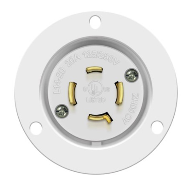 Enerlites 66423-W 20A Locking Flanged Inlet, L14-20PFI, White Finish