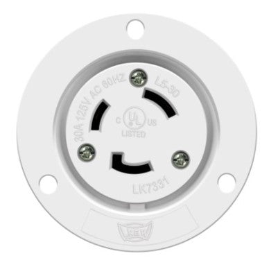 Enerlites 66454-W Locking Flanged Outlet, 30A, L5-30RFO, White Finish