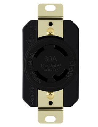 Enerlites 66490-BK Industrial Grade Locking Receptacle, 30A, L14-30R, Black Finish
