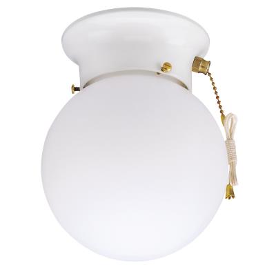 Westinghouse Lighting 6668000 1 light 6 inch white flush mount ceiling light with pull chain