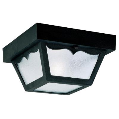 Westinghouse Lighting 6682200 black outdoor flush mount ceiling light with frosted glass