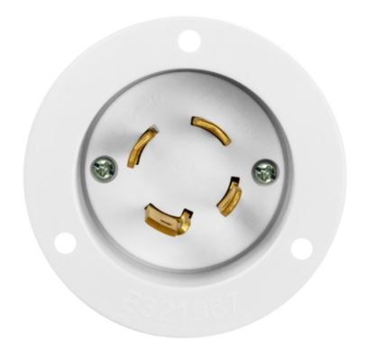 Enerlites 66903-W Locking Flanged Inlet, 20, L15-20PFI, White Finish