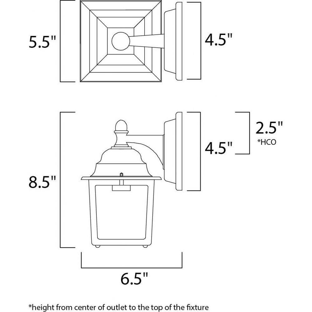 Maxim Lighting 66924BK Cast Outdoor Wall Lantern Dimensions Diagram