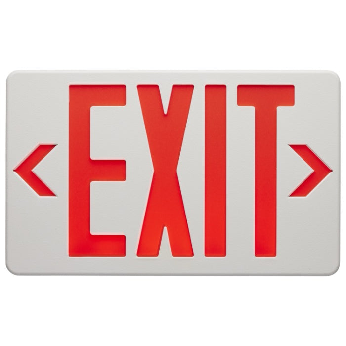 Nuvo 67-101 Red LED Exit Sign, 90min Ni-Cad Backup, Voltage 120/277V, Single/Dual Face, Universal Mounting