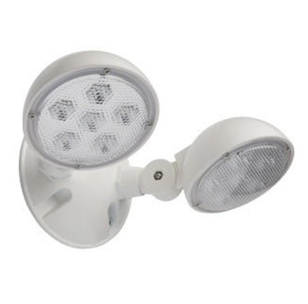 Nuvo 67-137 Remote Emergency Light; Low-Voltage Backup; Double Head, White Finish, Wet Location Rated