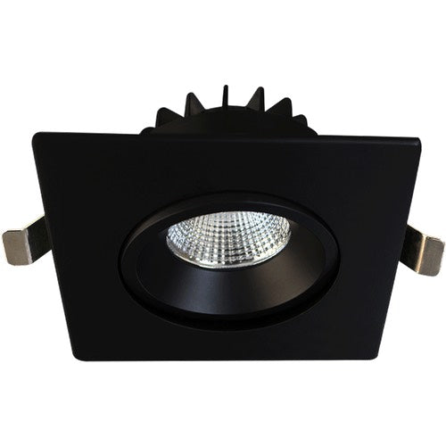 Lotus LED Lights AD-LED-4-S12W-DTW-BK-LREY-SQ Venus 4" Square Recessed Gimbal Led Downlight - 12w - Dim to Warm / 3k-18k - 700 Lumens - 120v - Black