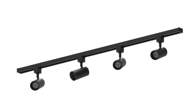 NORA Lighting NTLE-865935FB/4H 4-ft Track Pack with (4) Flood Optic LED Track Heads, Lumens 2450lm, Color Temperature 3500K, Black Finish