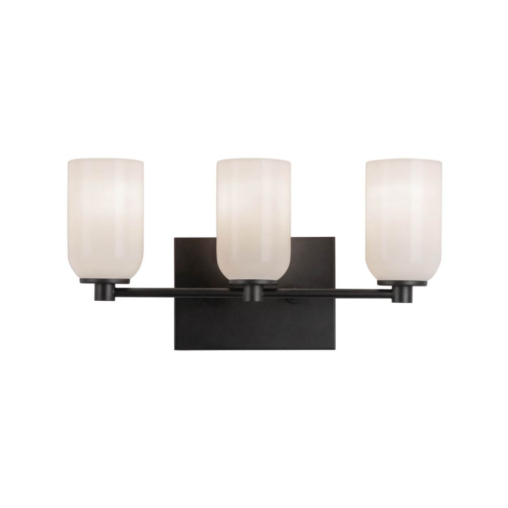 Kuzco Lighting VL57718-BK/GO Nola 3 Light 18 inch Bath Vanity Light in Black with Glossy Opal Glass Shade, Wattage 40W