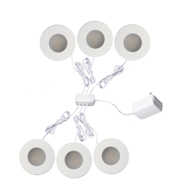 Lotus LED Lights 6P-AD108-4K-D-H-WH 1 Watt 1" Mini Led Puck Light Kit - 4000k - 70 Lumens - 12v - (6-Pack)