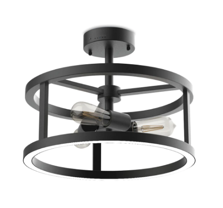 Feit Electric FM15/6WY/NL/BLK Matte Black Katalyst Collection LED Semi Flush Decorative Ceiling Light Fixture, Multi-Color Temperature, Voltage 120V 2 Pack