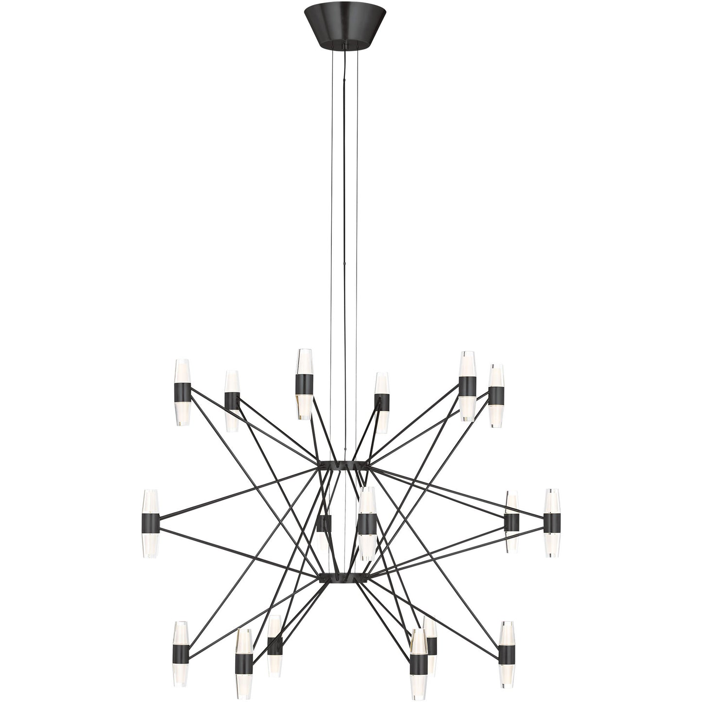 Visual Comfort Architectural SLCH24827BZ Sean Lavin Lassell Chandelier Ceiling Light, 3-Tier, 120V-277V, Color Temperature 2700K, 6732 Lumens, Dark Bronze Finish