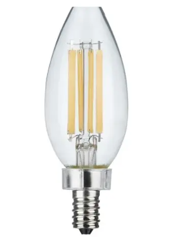 SATCO S11344 LED C11 Candelabra Filament Bulb, E12, Wattage 8W, Lumens 760lm, Voltage 120V, Color Temperature 4000K, Clear