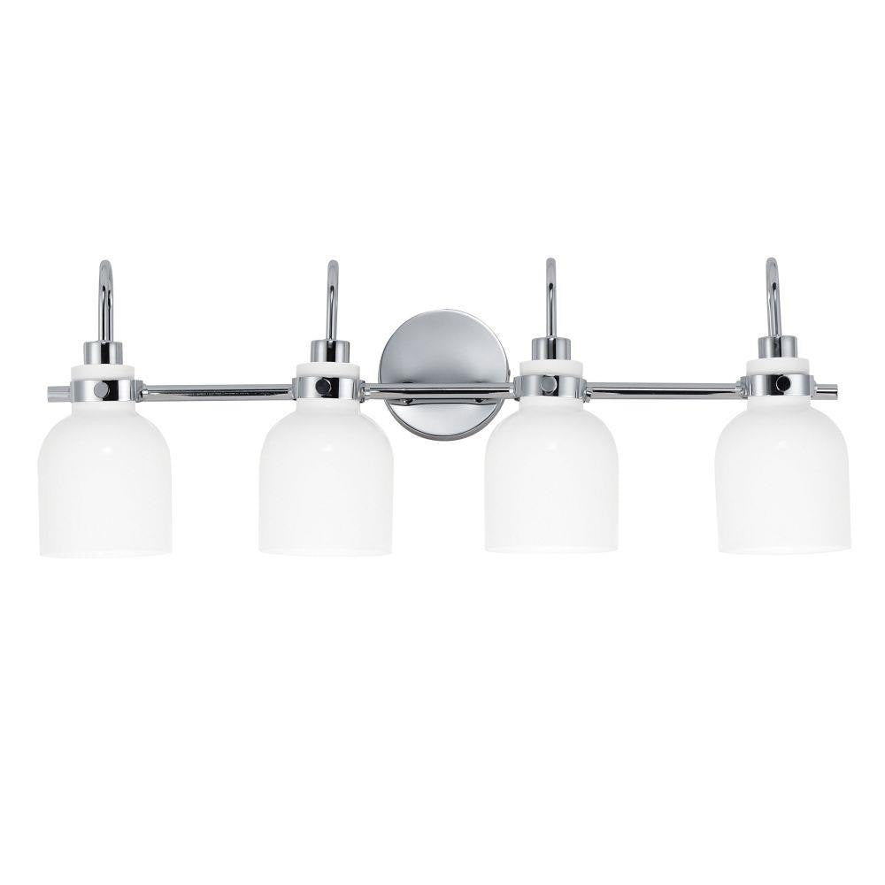 Maxim Lighting 12334WTPC Milk 4 Light 30.5 Inch Polished Chrome Bath Vanity Wall Light