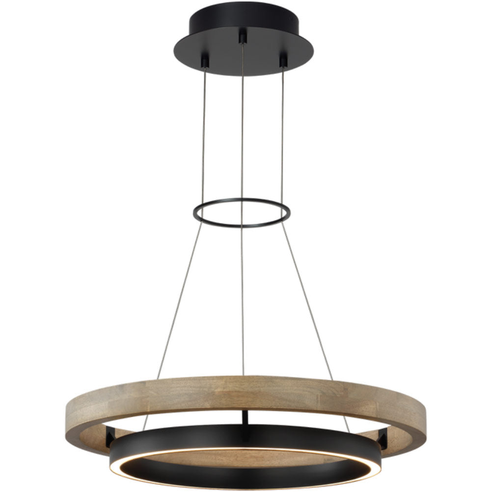 Visual Comfort Architectural 700GRC24BW-LED930 Sean Lavin Grace LED 24 inch MATTE BLACK/WEATHERED OAK WOOD Chandelier Ceiling Light, Integrated LED, 45W , 3000K