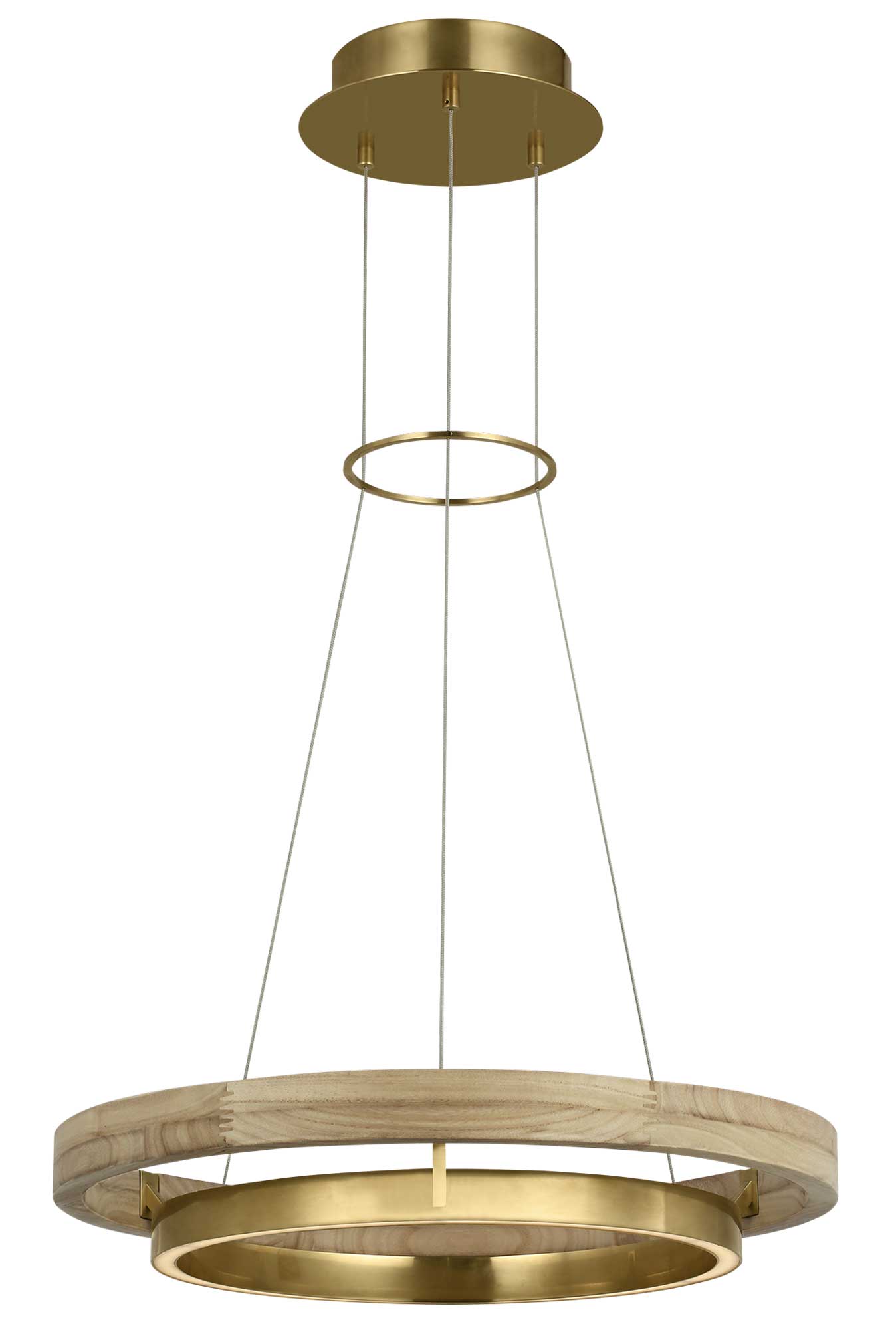 Visual Comfort Architectural 700GRC24HABNO-LED930 Sean Lavin Grace 1 Light 24 inch Hand Rubbed Antique Brass/Natural Oak Chandelier Ceiling Light, 45W , 3000K