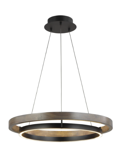 Visual Comfort Architectural 700GRC30BW-LED935 Sean Lavin Grace LED 30 inch MATTE BLACK/WEATHERED OAK WOOD Chandelier Ceiling Light in Matte Black/ Weathered Oak Wood, Integrated LED, 50.7W , 3500K