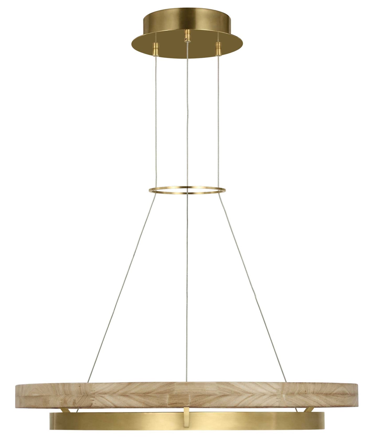 Visual Comfort Architectural 700GRC30HABNO-LED930 Sean Lavin Grace 1 Light 30 inch Hand Rubbed Antique Brass/Natural Oak Chandelier Ceiling Light, 50W , 3000K